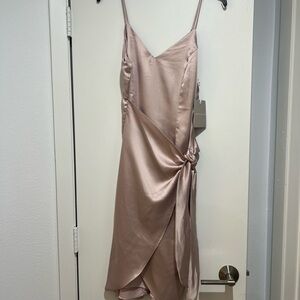 Nordstrom Blush Asymmetrical Satin Dress